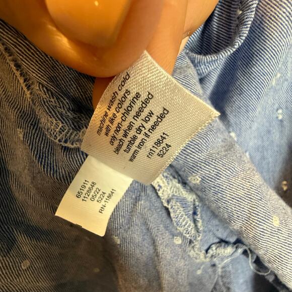 Lane Bryant Chambray Cotton Top Blouse Shirt Blue Popover Swing Size 22 24 - Picture 8 of 9